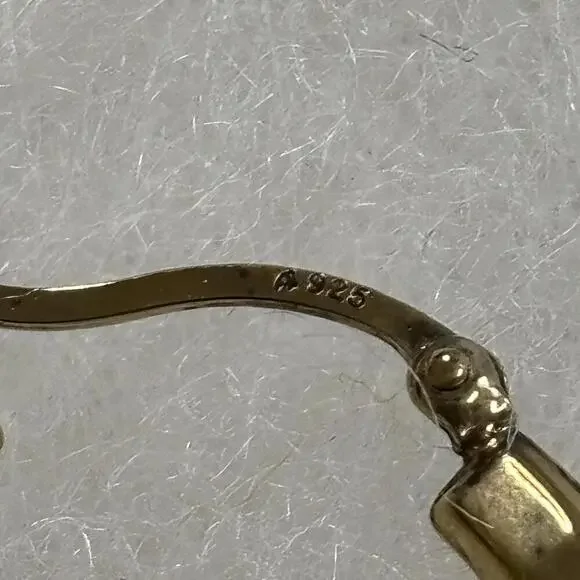 Vintage gold tone sterling hoop earrings - Picture 2 of 3